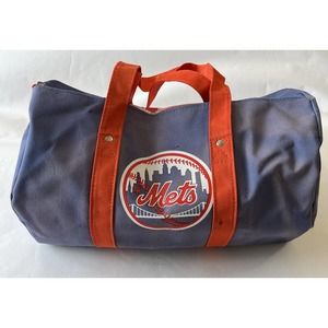 Vintage New York Mets MLB Duffle Tote Bag 15" Long Canvas Baseball Hostess Cakes